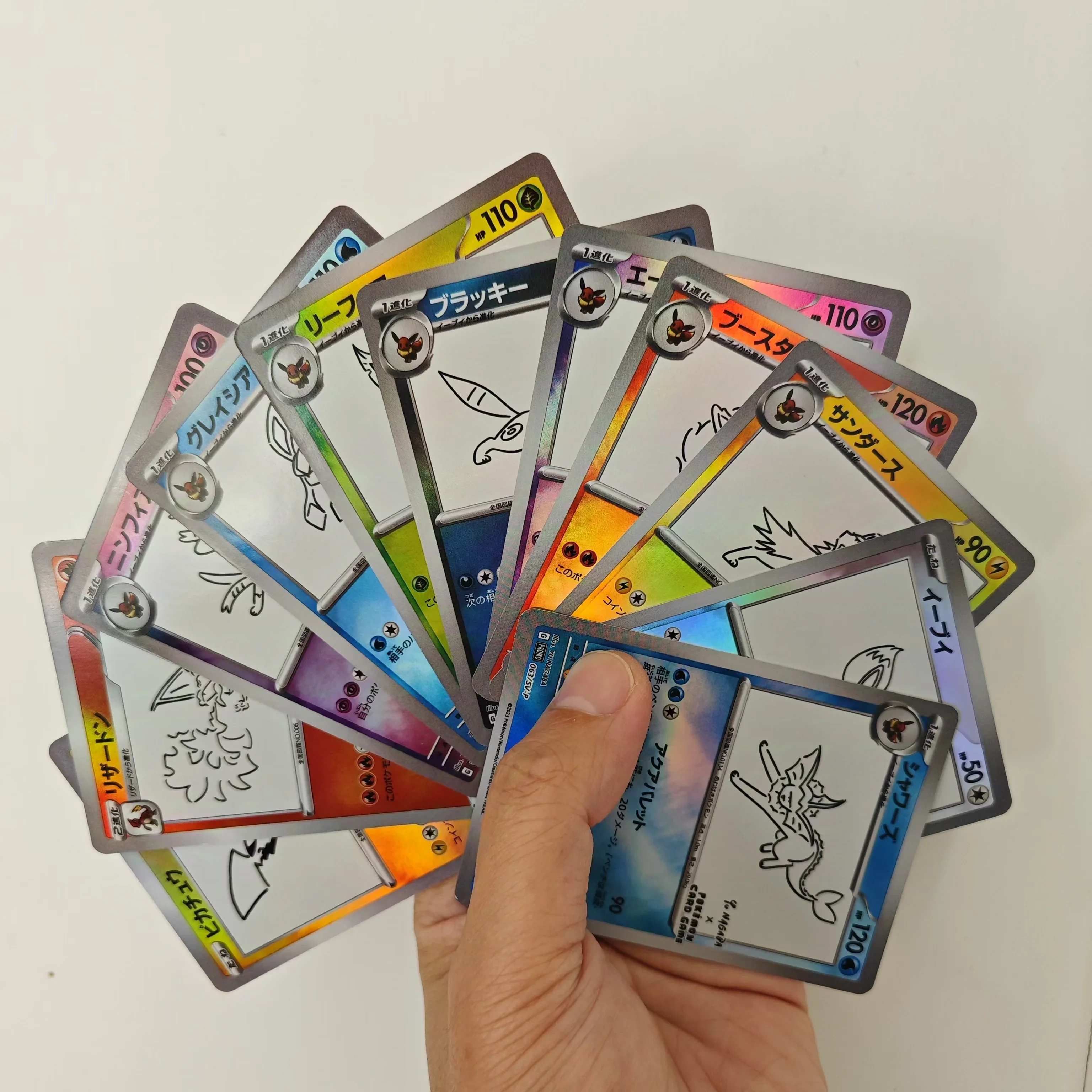 11Pcs/set Pokemon Illustrator Yu Nagaba Co-branded Ibrahimovic Gold Flash Card Comes with Pikachu Anime Figure Collection Cards