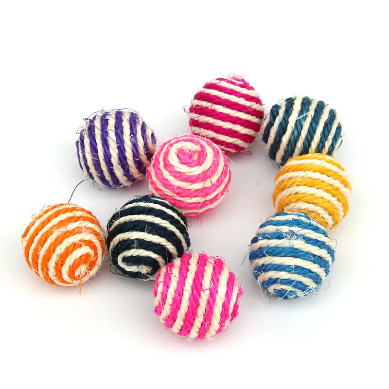 10Pcs Mix Colors Colorful Sisal Cat Braided Knot Toy Pet Sisal Rope Weave Ball Teaser Play Chewing Rattle