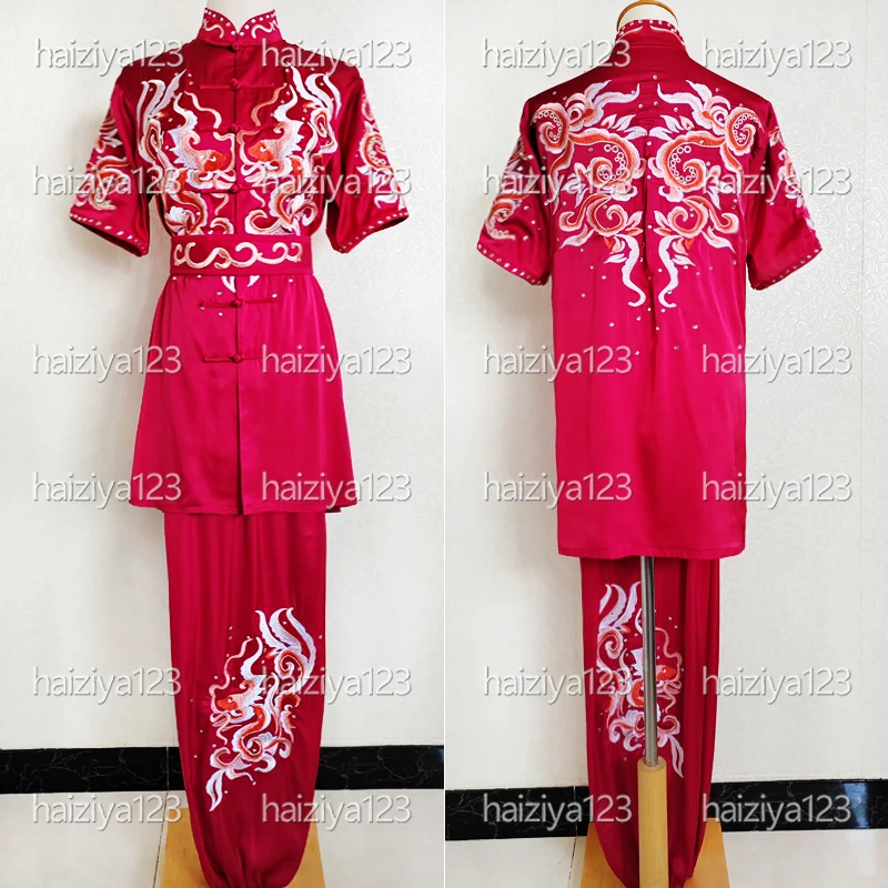

Embroidered dragon Wushu uniform Kungfu clothes Martial arts suit Changquan garment for male female girl boy kids adults unisex
