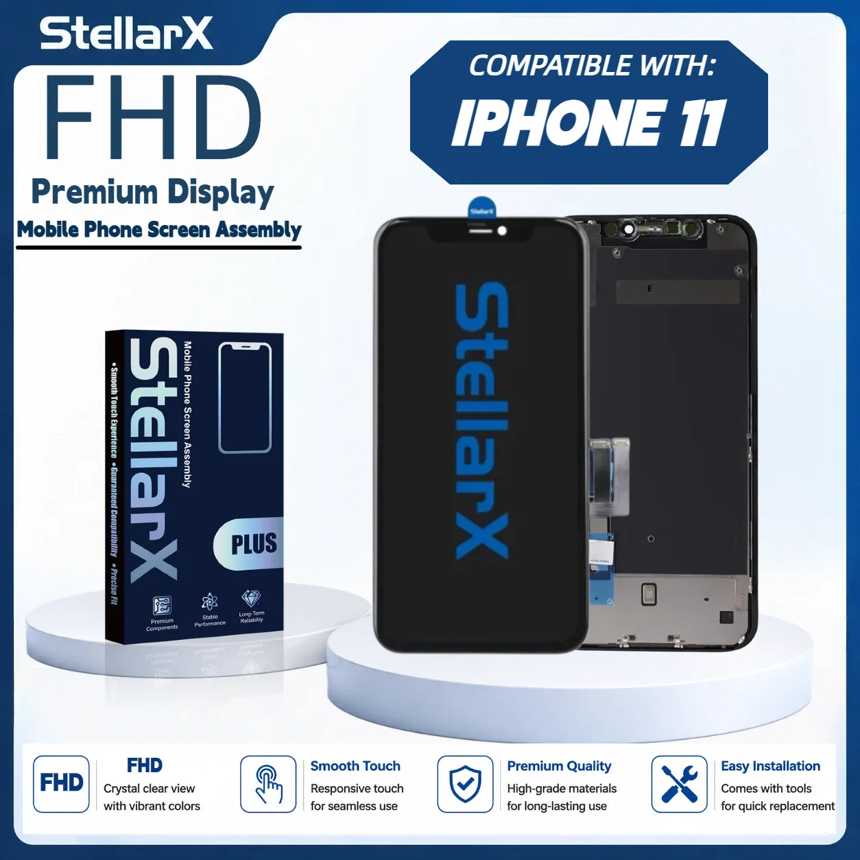 StellarX Display For iPhone FHD High Color Gamut For iPhone11 Screen Replacement Ultra-bright Wide Viewing Angles Vivid Clear