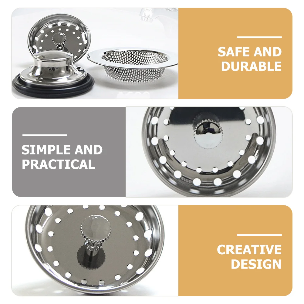 

Sink Drain Cover Stainless Steel Rubber Kitchen Waste Stopper for Leakage Prevention Easy Install Dishwasher Safe Multi-Scene
