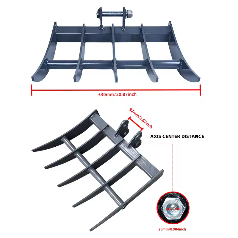 Mini Excavator Rake Five-Tooth Steel Rake Attachment additional product image