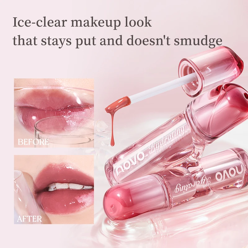 NOVO Moisturizing Glass Mirror Lip Gloss, With A Silky Texture And Non Greasy Lip Gloss, Moisturizing And Glossy