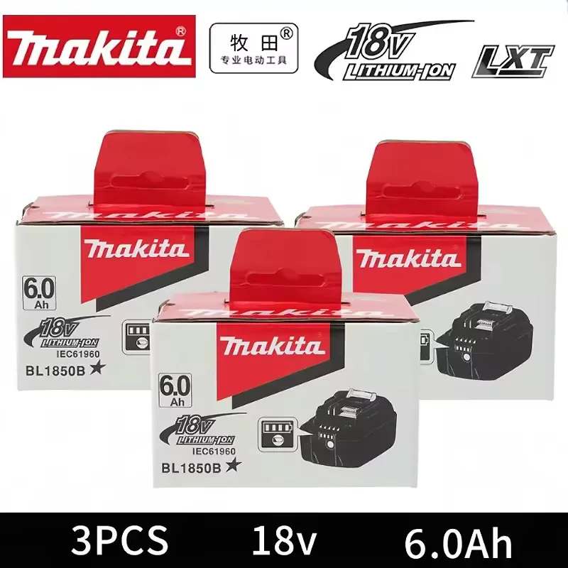 Batteria originale Makita Li-ion 6.0Ah BL1815 BL1830B BL1860B per utensili 18V LXT, compatibile con BDF453SHE, BDF454Z e BHP452, solo batteria o opzioni di ricarica rapida DC18RC, confezione in