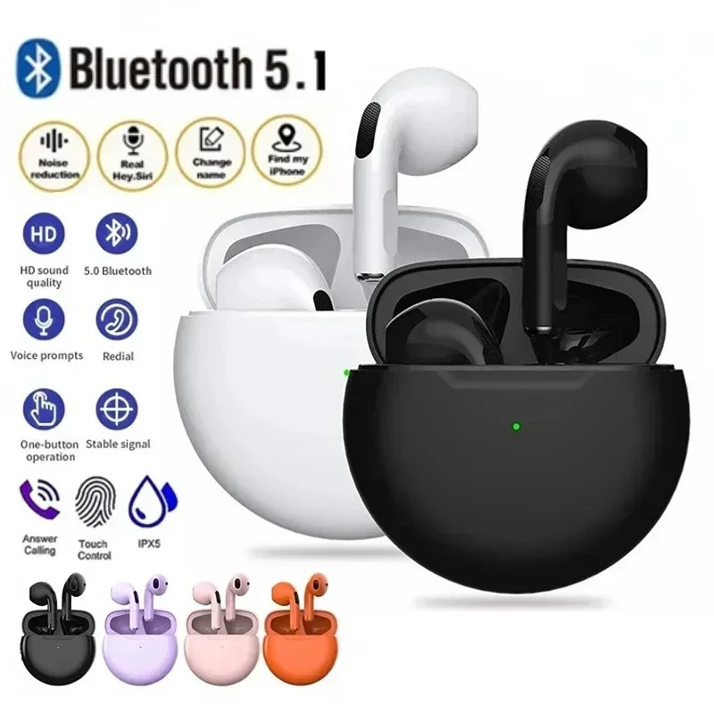 

TWS Pro6 Earphone Bluetooth Headphones with Mic 9D Stereo Pro 6 Earbuds for Xiaomi Samsung Android Wireless Bluetooth Headset