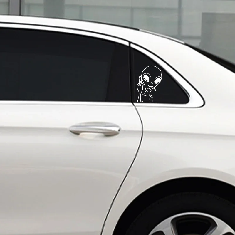 Funny Alien UFO Car Decal 1Pc Die Cut Waterproof PVC Vinyl Sticker Self Adhesive Window Bumper Accessories