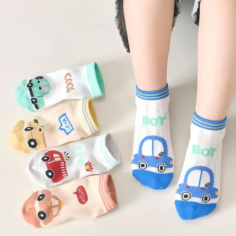 5 Pairs Children's Socks,Summer lightweight, mesh socks, ultra-thin for boys and girls, breathable short socks