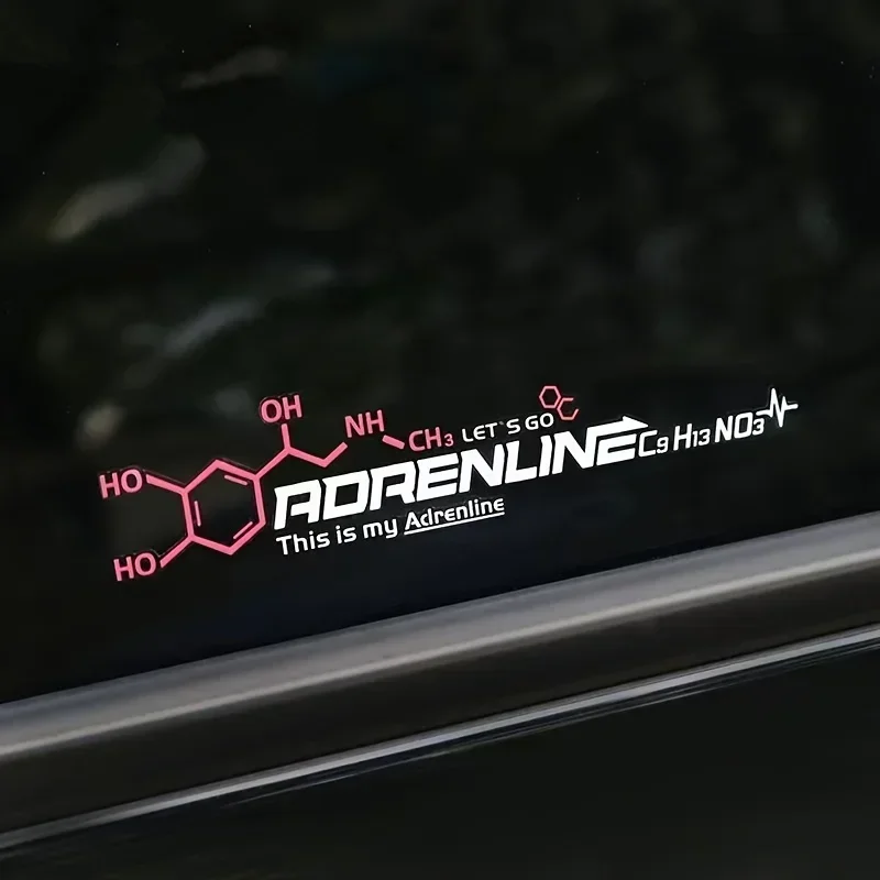 1Pc Racing-Themed Adrenaline Chemical Formula Sticker Waterproof UV Resistant Vinyl Decal for Car Motorcycle Body Decor