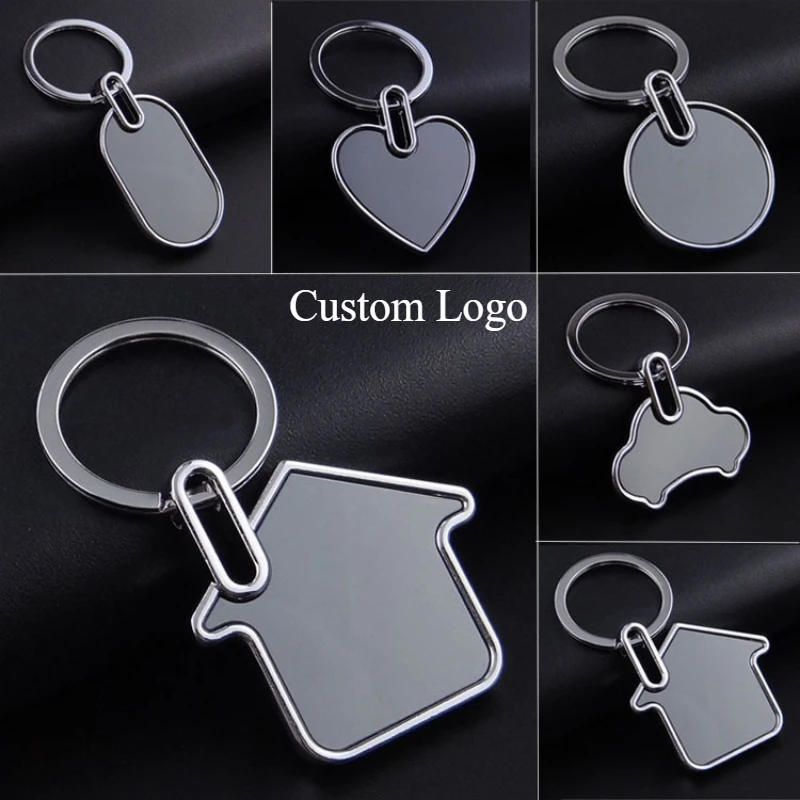 

50pcs Free Engraving Metal Keychain Custom LOGO QR Code Text Lettering Personalized Advertisement Gift Zinc Alloy Key Holder