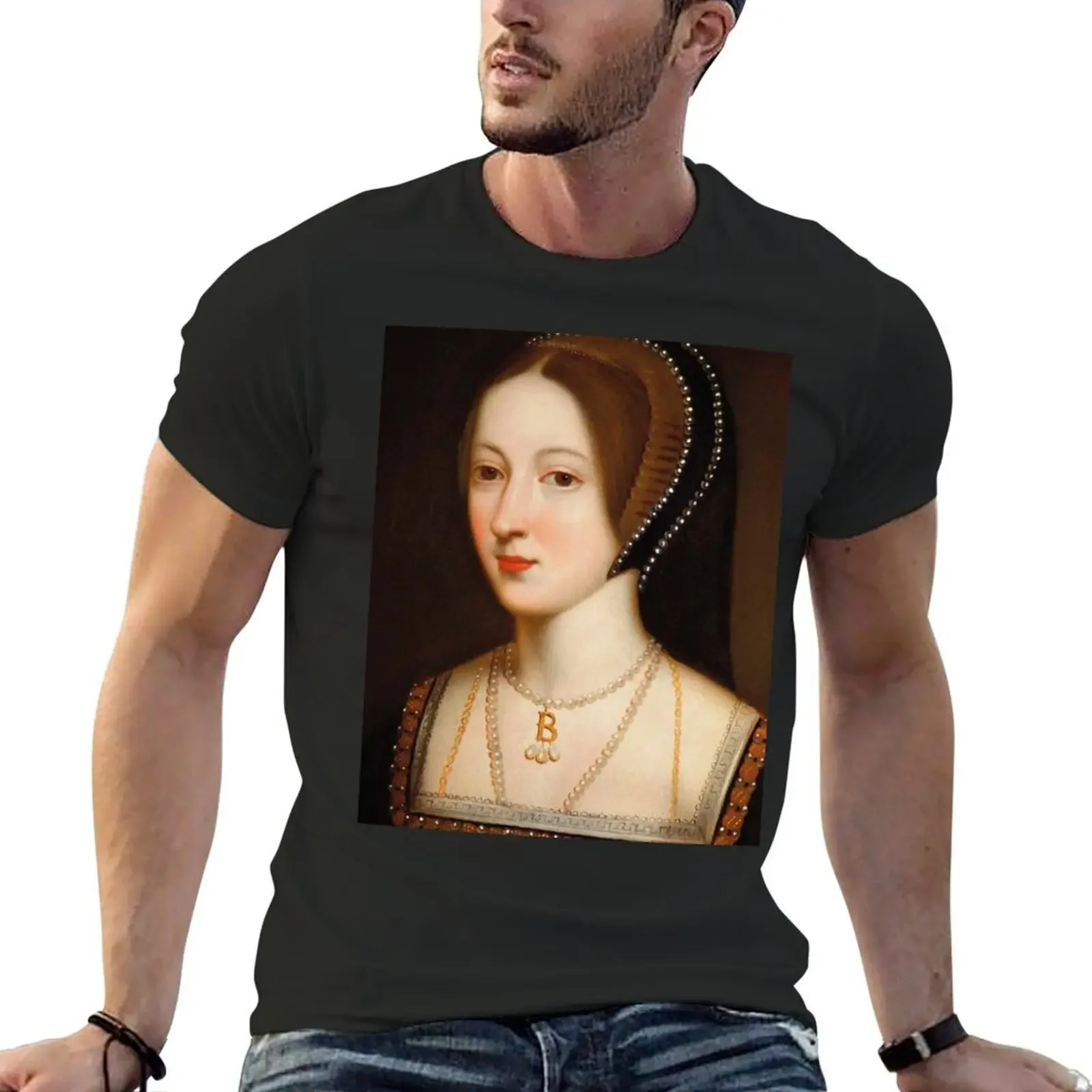 Anne Boleyn portrait T-Shirt korean fashion cute clothes men t shirts high quality