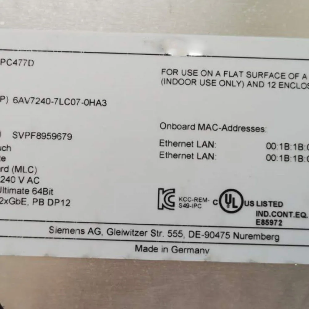 IPC477D 6AV7240-7LC07-0HA3 Industrial computer screen