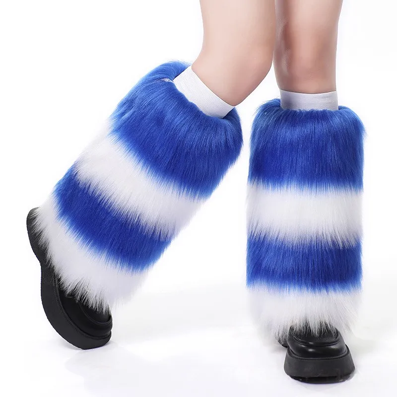 1 زوج النساء فو الفراء جوارب السيقان ل التمهيد سميكة رقيق شريط دفئا التمهيد الكفة الشتاء الجوارب تقليد طماق الأحذية غطاء جديد