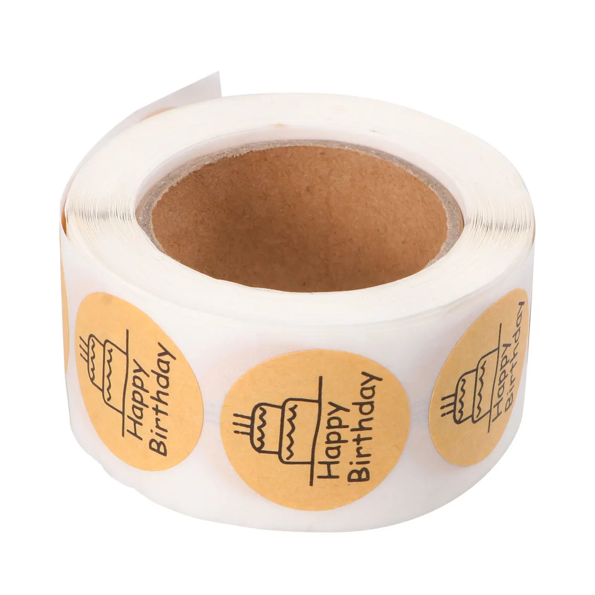 

1 Roll Stylish Happy Birthday Sealing Sticker Adhesive Round Label for Wrapping Paper Balloons Stationery Furniture Packaging