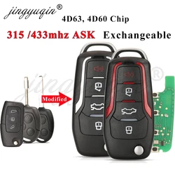 jingyuqin 433MHz 4D60 4D63 Modified Flip Remote Car Key For Ford Mondeo Focus Fusion Fiesta Galaxy C-Max S-Max Transit MK2 5 MK7