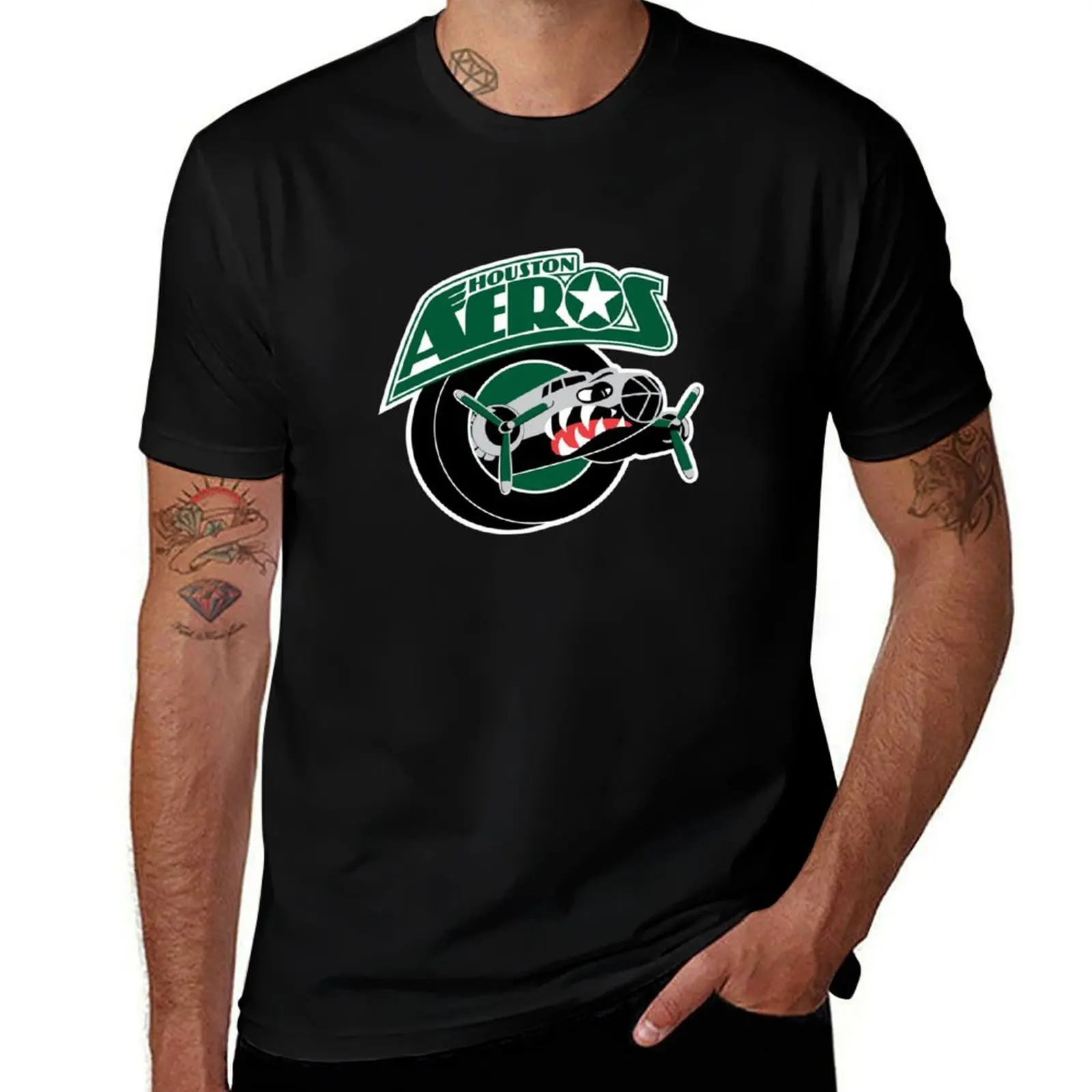 

Houston Aeros T-Shirt cotton t shirt pack t shirt man casual T-Shirt