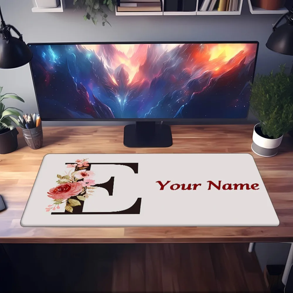 [2D Flat] 1pc Custom Personalized Letter E Floral Mouse Pad Custom Name Multi Sizes Gaming Mouse Pad