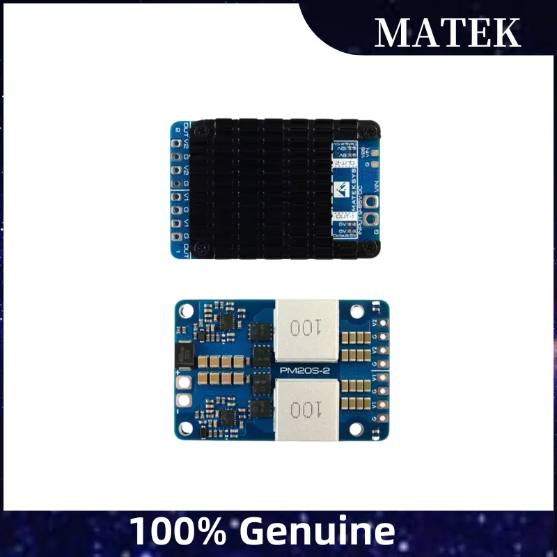 

Matek PM20S-2 Dual-Channel Power Module - 9-85V Input 25K Voltage Divider for FPV Drone Quadcopter & Fixed Wing