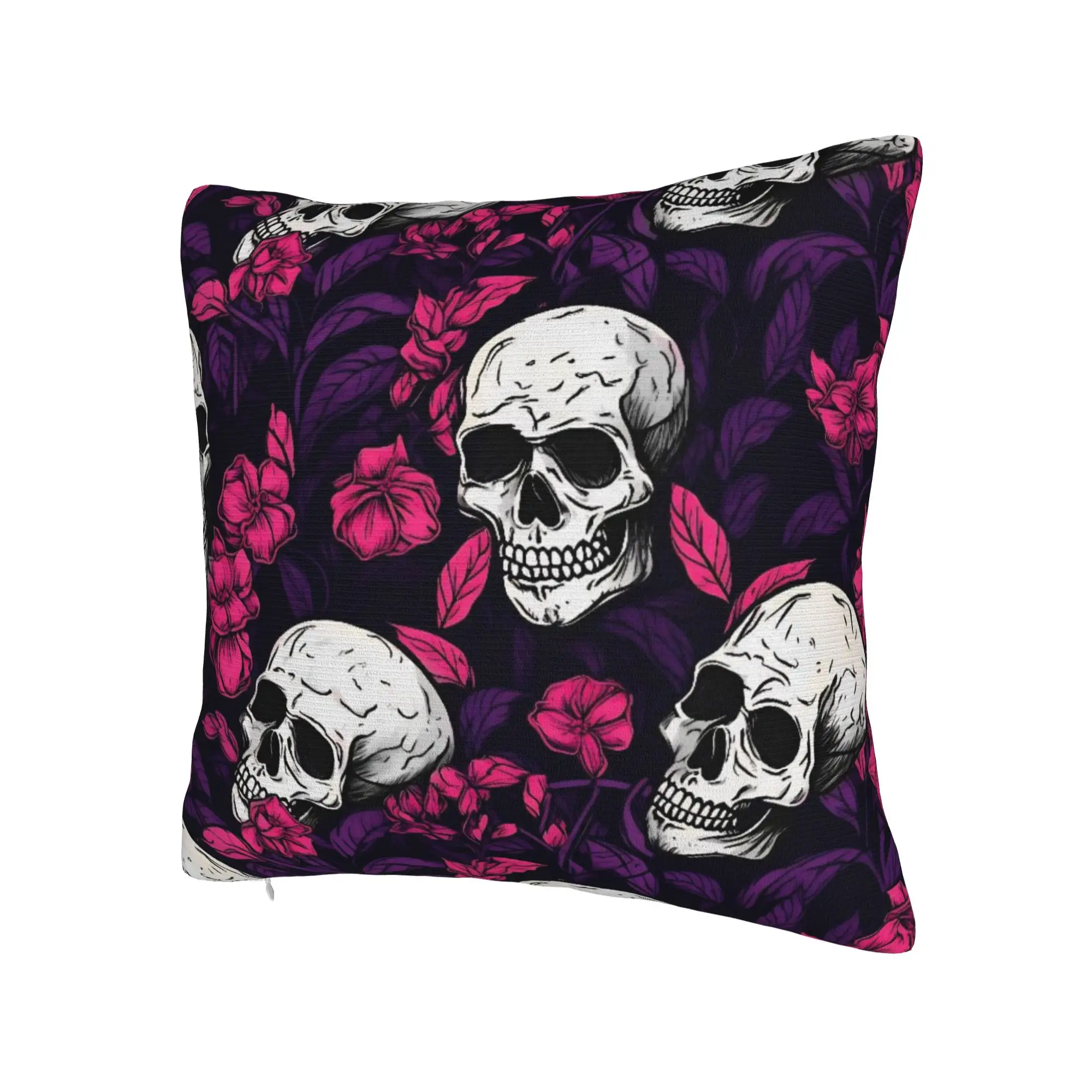 Halloween Skulls And Flowers Gothic Goth Pillowcase Stuff Printed Cushion Cover Gift Throw Pillow Case Cover Home Multiple Sizes