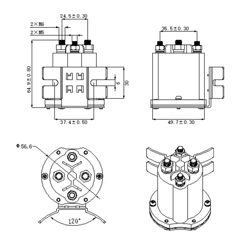 T1215-125 125A Contattore DC 12V 24V 48V Relè contattore pompa DC per pompa olio Avvio batteria Carrello elevatore elettrico