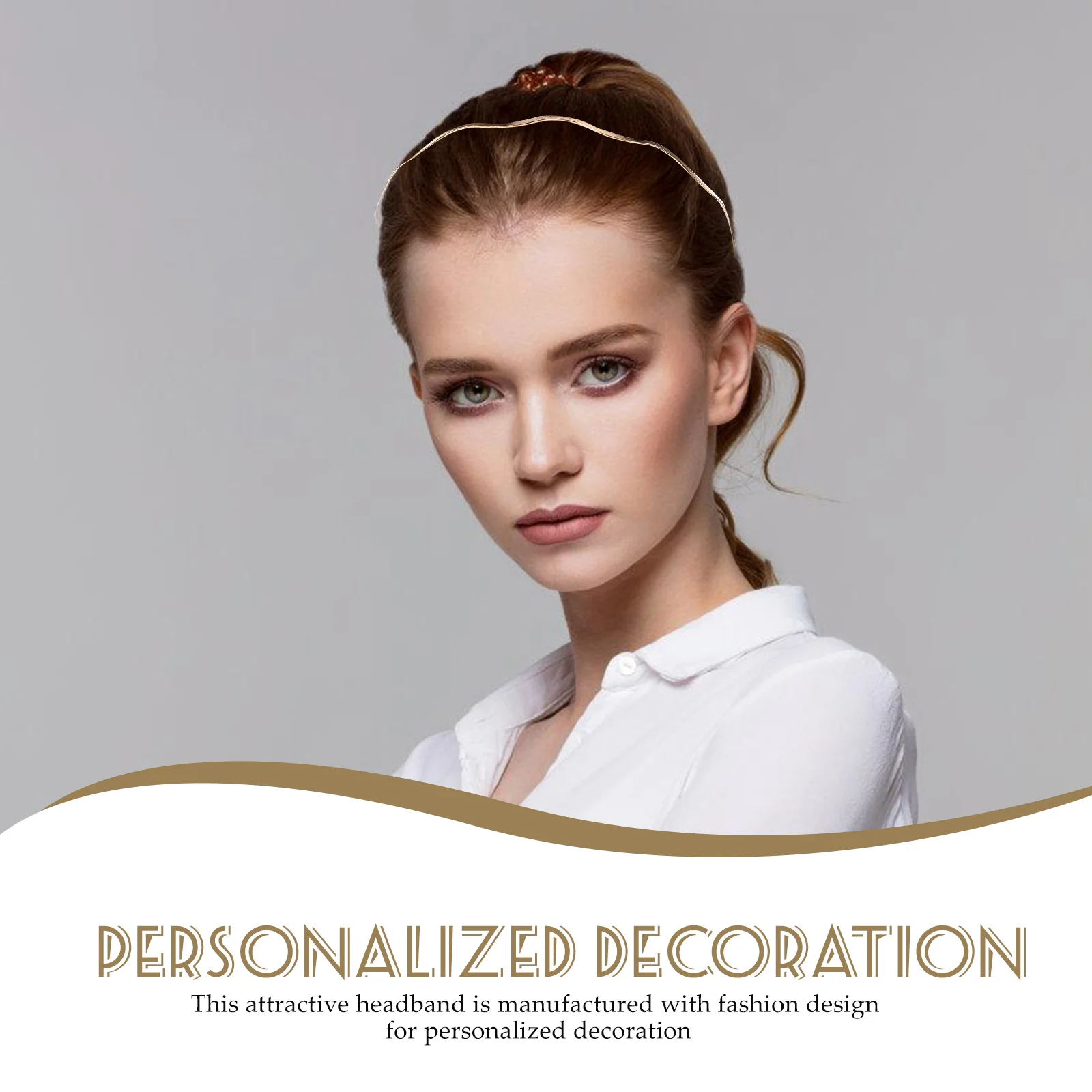 

3pcs Wavy Hair Hoop Alloy Golden Headband Elastic Lightweight Costume Party Carnival Dress-Up Favors Stylish Decorative