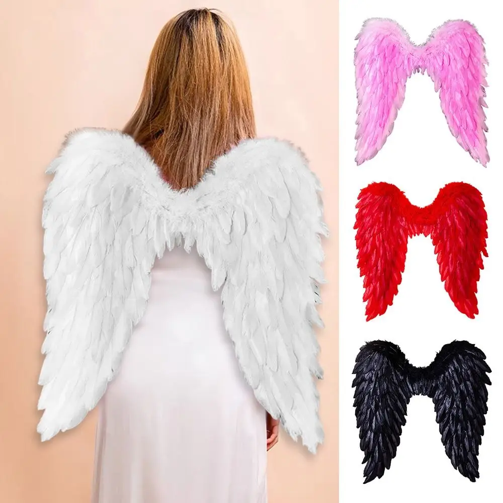 Soft White Feather Wings Black Handmade Cosplay Little Wings Party Props Angel Wings Halloween