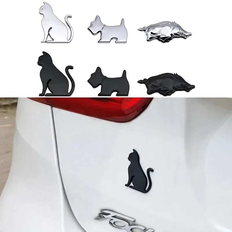 Etiqueta engomada de la insignia lateral del emblema trasero del coche del jabalí del perro del gato mascota para Mazda Lexus Honda BMW Subaru Ford Toyota Nissan KIA Audi Volvo