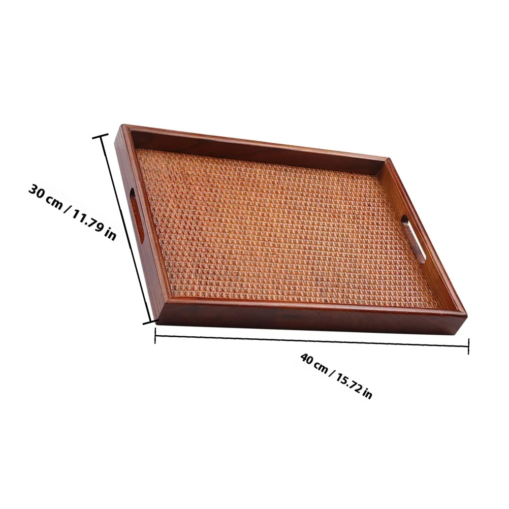 Wood Tea Tray Bamboo Rectangular Snack Food Serving Tray for Household Office Hotel Bar Fruit Storage Party Fruit Holder