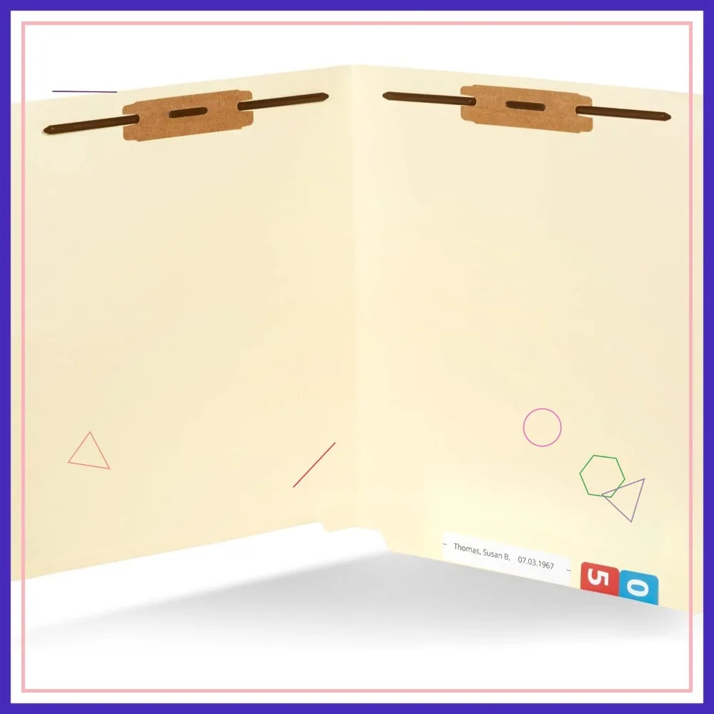 

Heavyweight Manila Fastener File Folders with End Tabs, Reinforced Straight Cut, Letter Size, 50 Pack