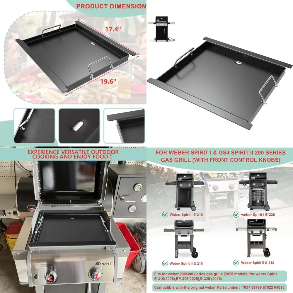 

Full Size Carbon Steel Griddle Insert Replacement for 200 Series Gas Grills, Compatible with E-210 S-210 E-220 S-220 Grills