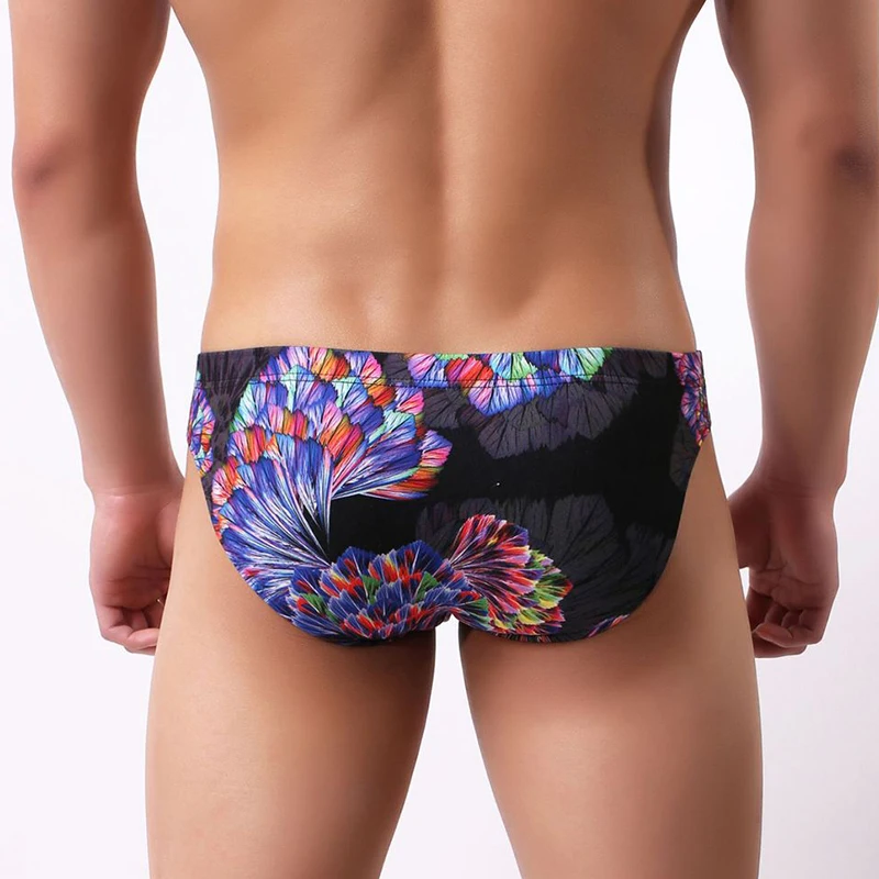 Mens Sexy Mid Waist Print Breathable Briefs Fashion Print Ice Silk Underpants EUR Size Men's U Bulge Pouch Panties Underwear 5