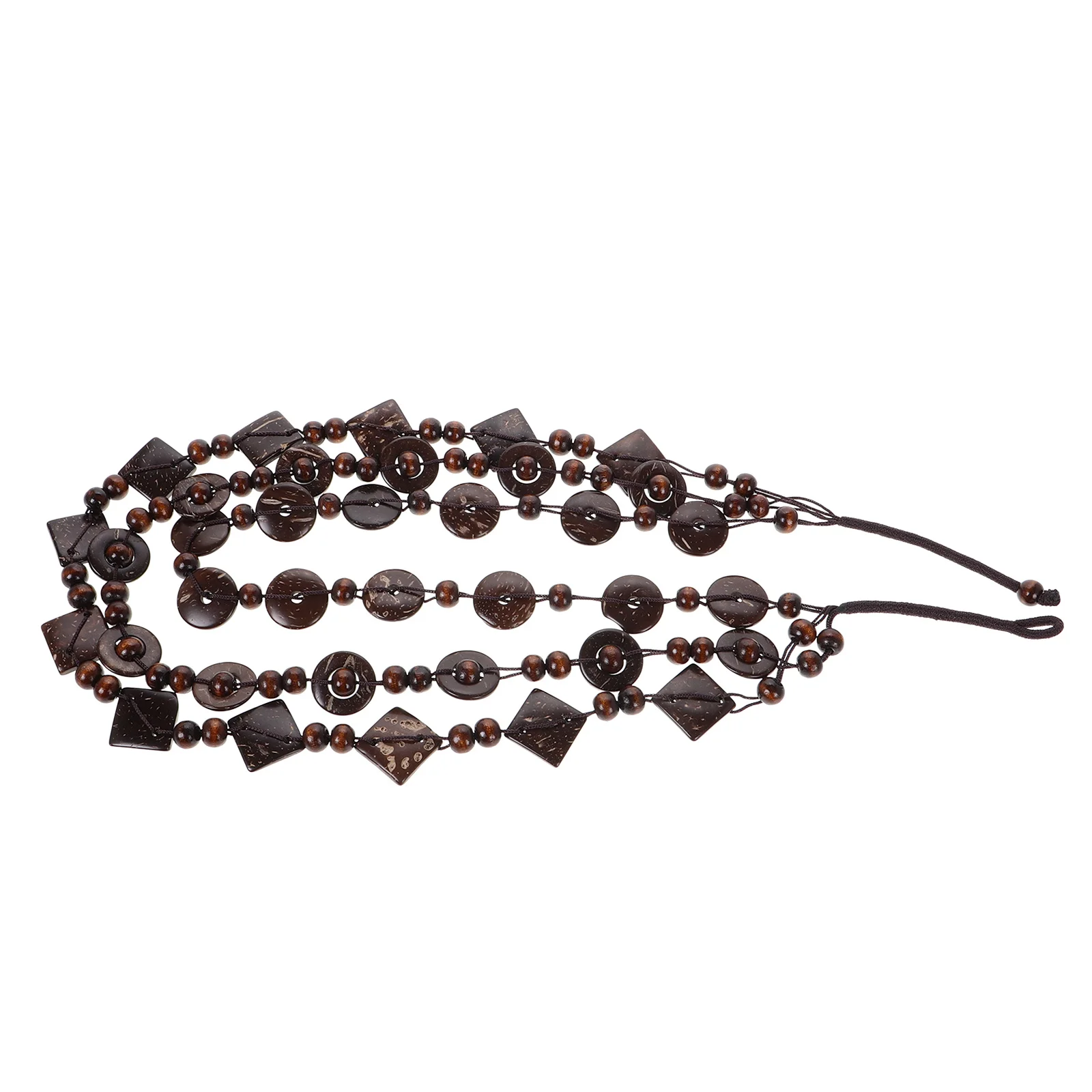 

Wooden Bead Necklace Handmade Chunky Boho Layered Jewelry For Women Retro Style Brown Beaded Statement Accessory