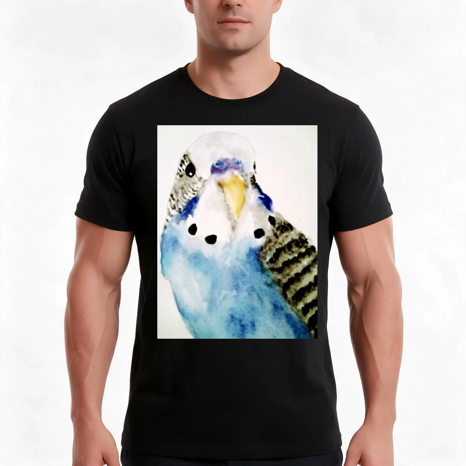 Little Budgie Parakeet Blue Bird T-Shirt Summer Casual Cotton Tee Oversized Streetwear Tops Vintage Graphic Print