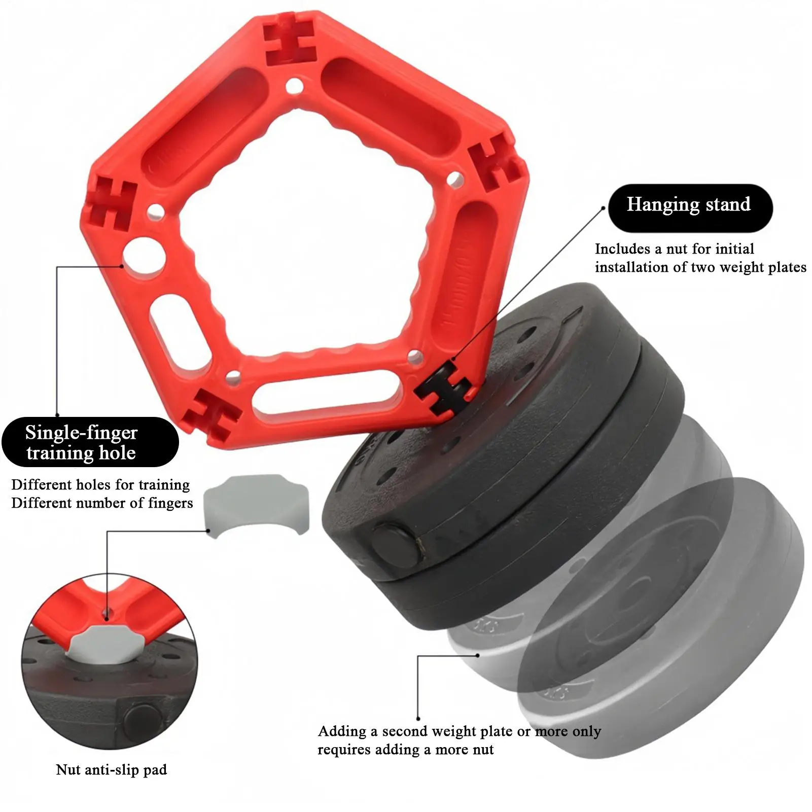 Hand Strengthener Ergonomic Workout Aid Multi-functional Strength Trainer Dumbbell Attachment For Youth Teens Grandma Grandpa