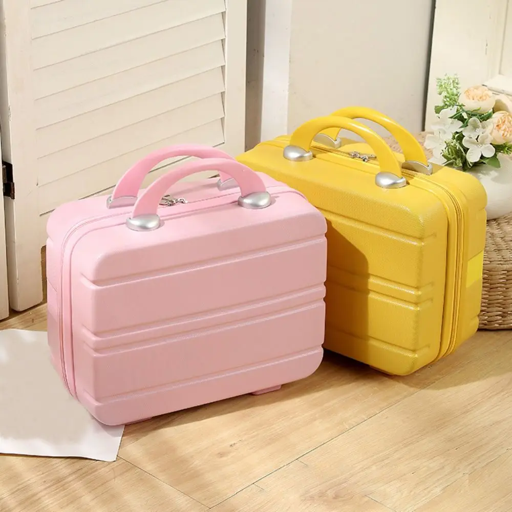 Gifts Plastic Travel Makeup Case Zipper Closure Portable Handle Cosmetic Bag Hard Shell Interior Mesh Pocket Travel Storage Bag