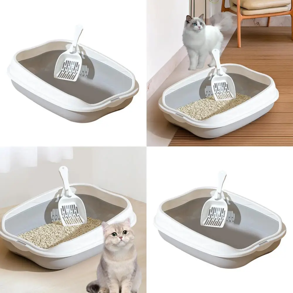 New Spacious, convenient, and durable semi-closed portable cat litter box - Ideal for medium to large-sized small animals and ra