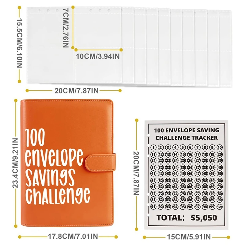 1Set 100 Envelope Challenge Binder Savings Challenges Budget Book Binder +Cash Envelope
