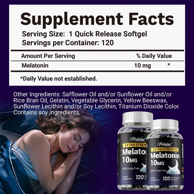 Extra Strength Melatonin - Calm The Mind, Supports Healthy Sleep Cycles, Improves Sleep Quality, Maintains Gut Health, Immunity
