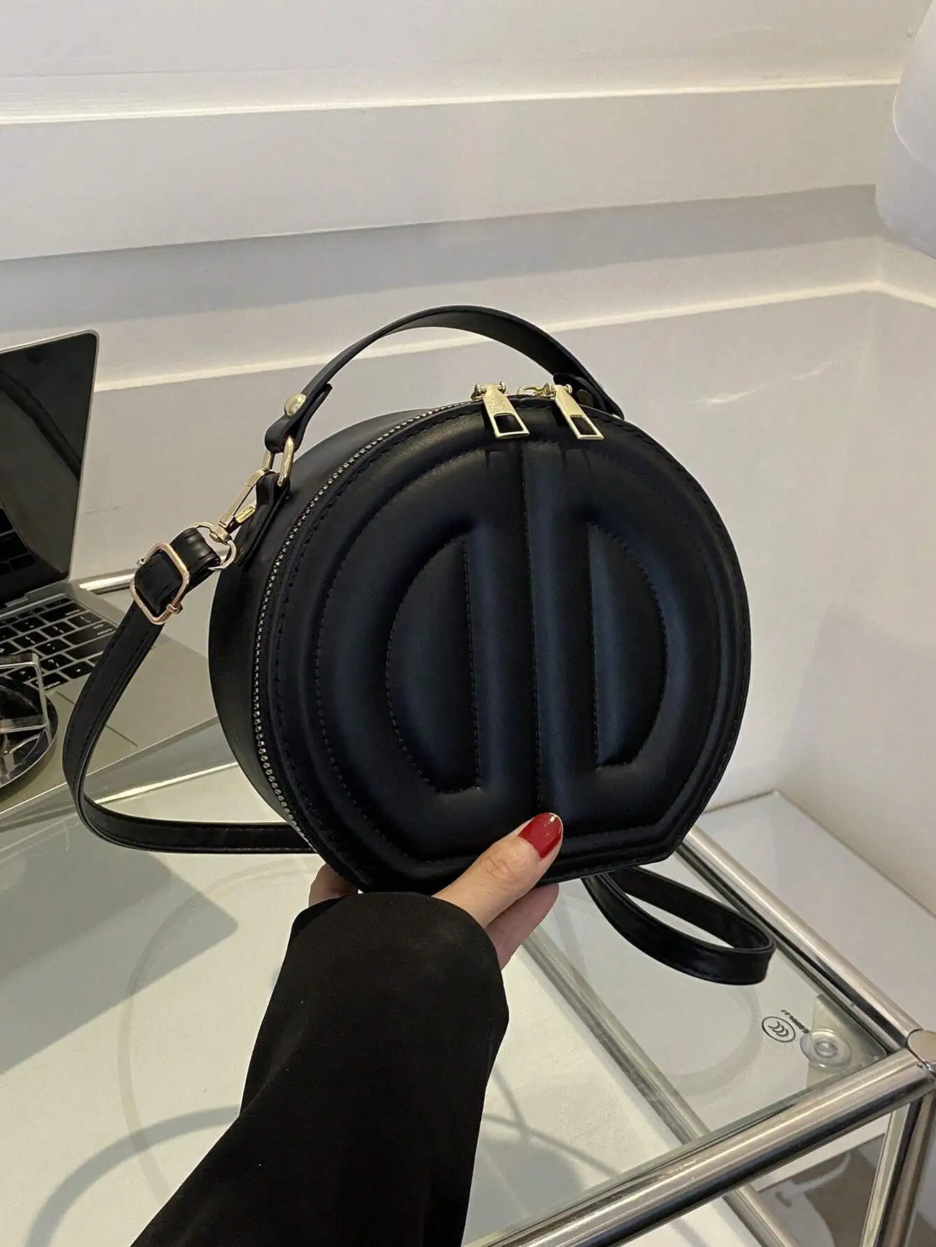 

Mini Round Handbag Crossbody Bag, Women's Top Handle Purse