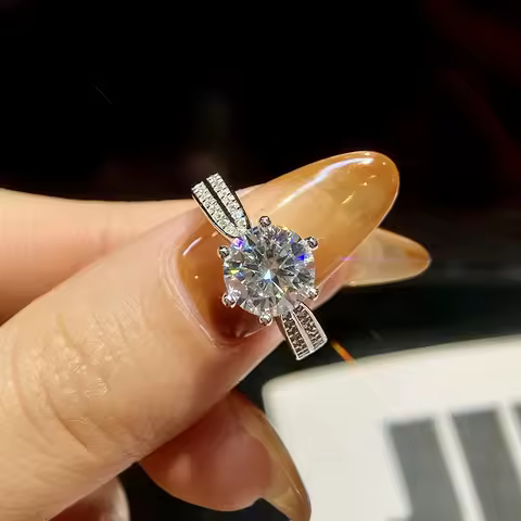 AETEEY Moissanite Diamond Six Prong Ring D Color 1CT Real 925 Sterling Silver For Women Wedding Fine Jewelry RI019