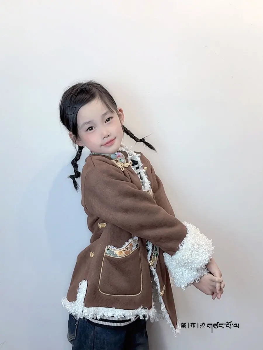 Winter explosion children's Tibetan cotton-padded clothes suede thickened Tibetan cotton-padded clothes