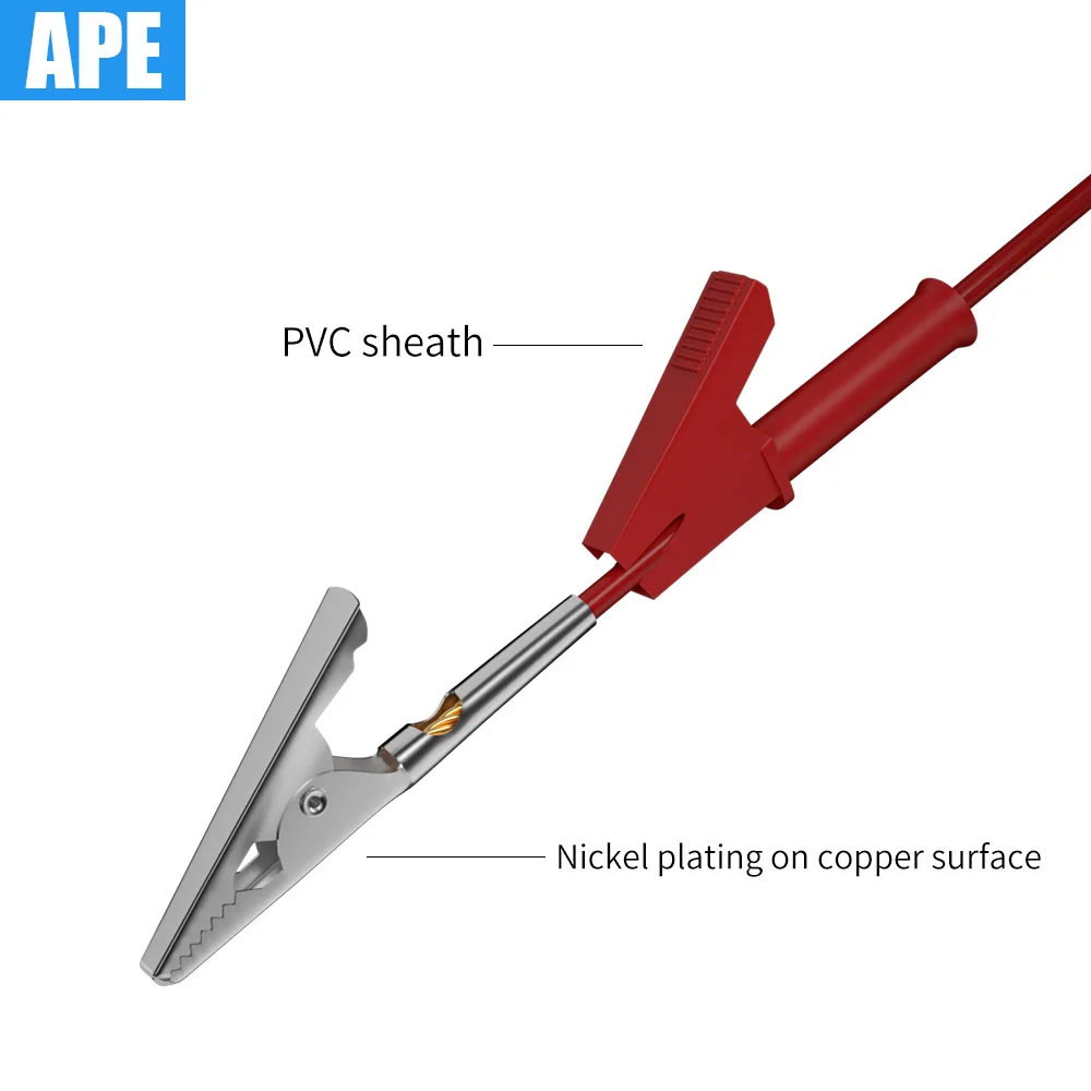 5pcs 4mm Banana Plug to Alligator Clip Test Probe Lead Wire Cable Test Leads Kits 1m long 5 colors