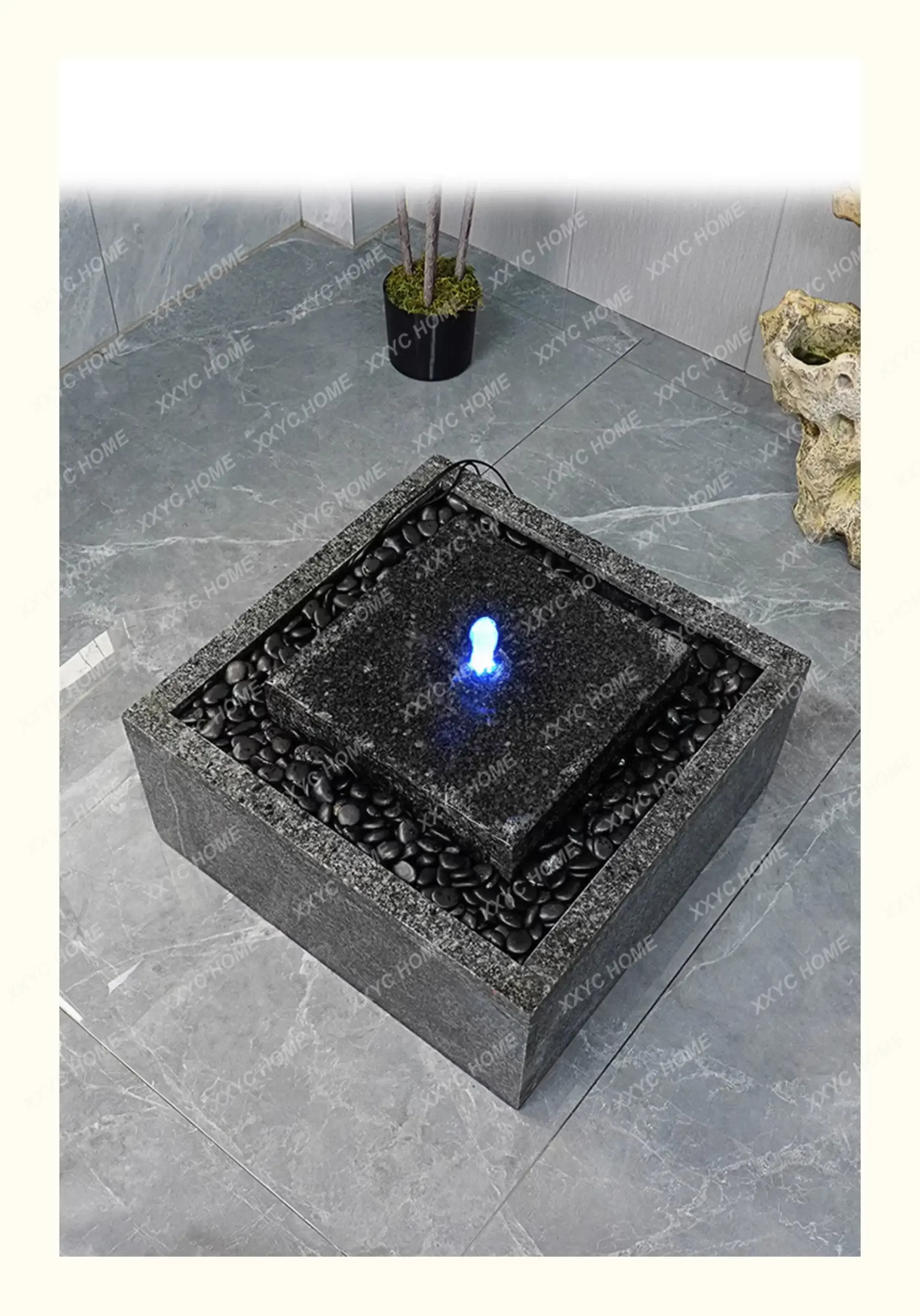 Fuente de agua HMJFlowing, elemento decorativo para patio, moderno y sencillo, decoración para sala de estar, patio, feng shui, adorno de suelo para la buena suerte.