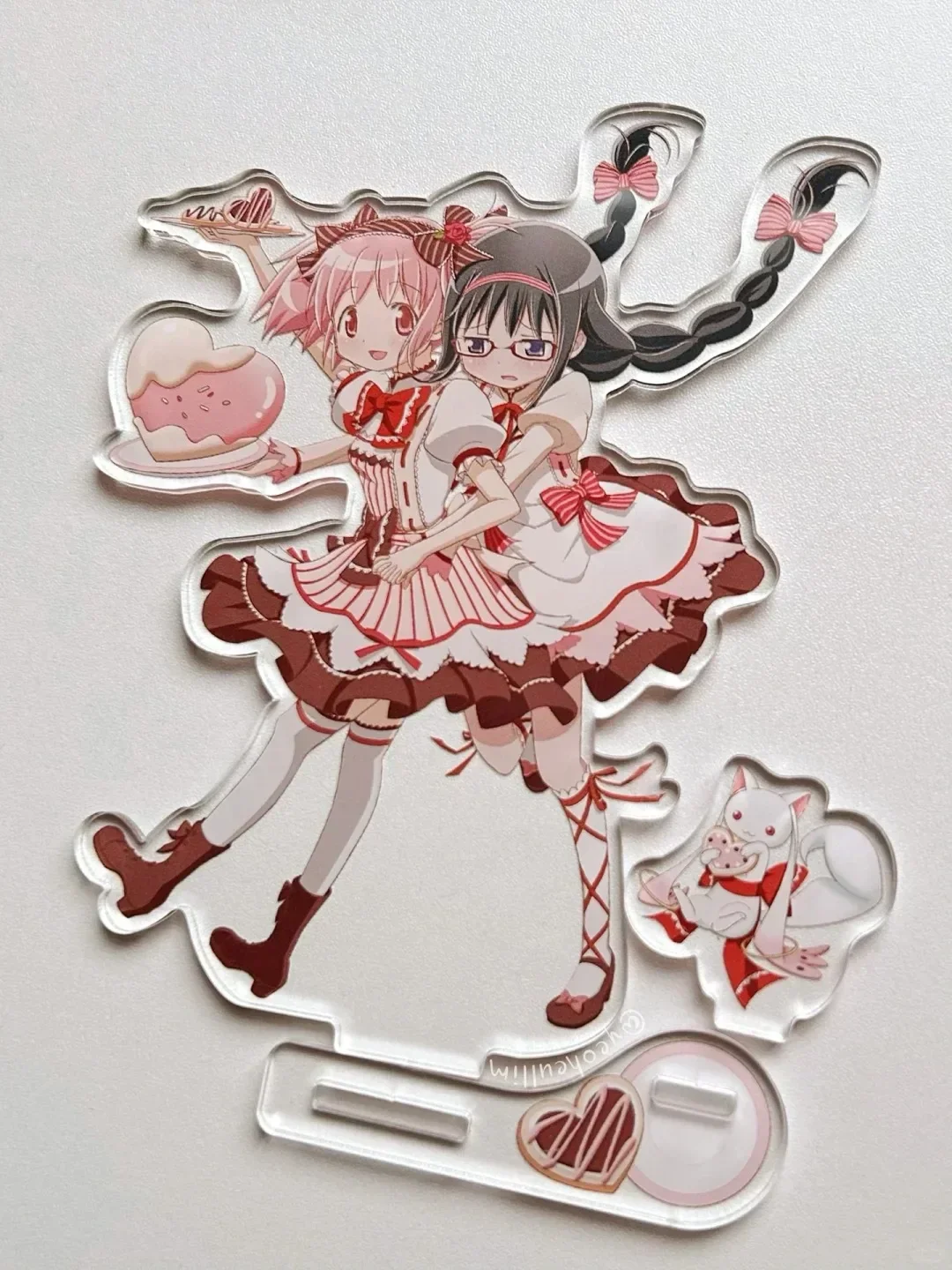 

Puella Magi Madoka Magica Acrylic Stand Kaname Madoka Figure Akemi Homura Display Chocolate Cake Anime Goods Collection Decor