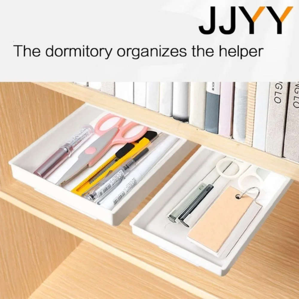 JJYY Organizer Wall Mounted Drawer Organizer Under Desk Makeup Brush Organizer Office Stationery Storage Box Storage