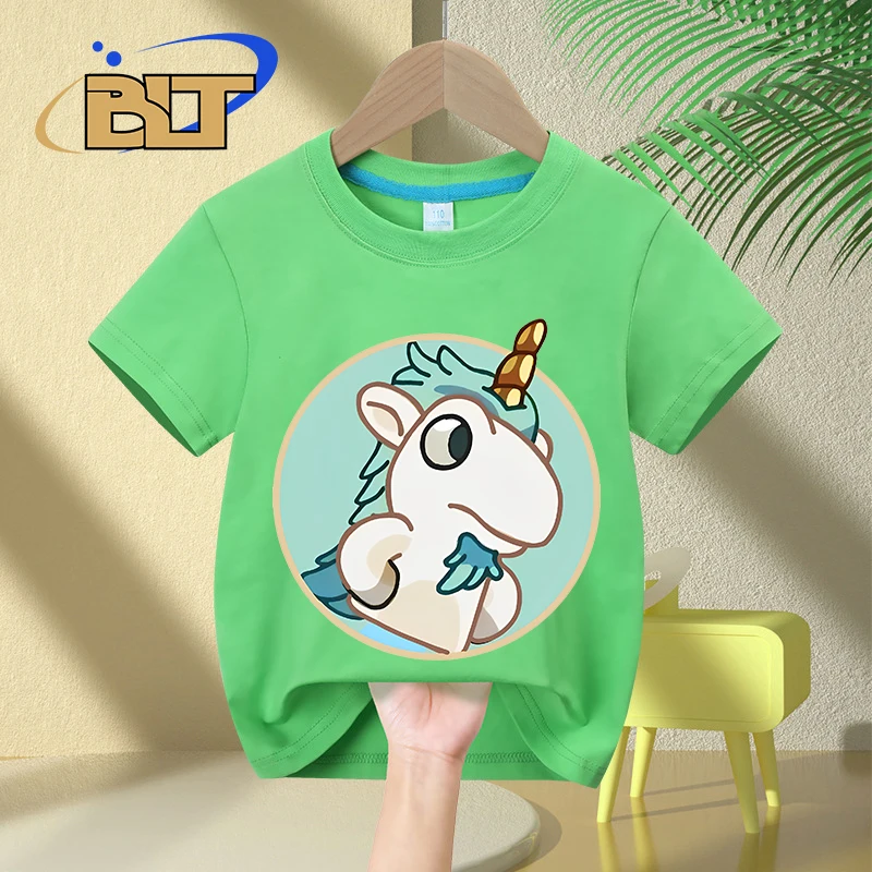 Camiseta con estampado de dibujos animados para niños, tops informales de manga corta de algodón para niños y niñas, Verano