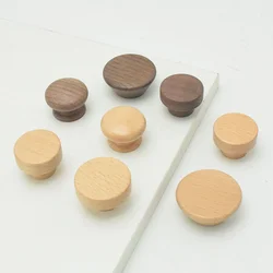 Natural Round Wooden Cabinet Knobs Unfinished Wood Cupboard Furniture Drawer Pulls Handles for Wardrobe Dresser Closet Knobs