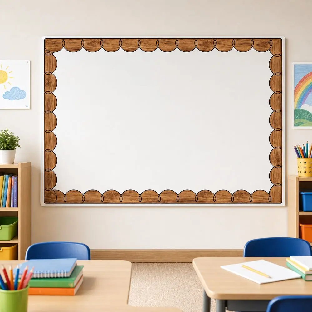 Wood Grain Bulletin Board Border Scalloped Edge 10m/Roll Classroom Border Trim Cuttable Border Trim Roll Chalkboard Decorating