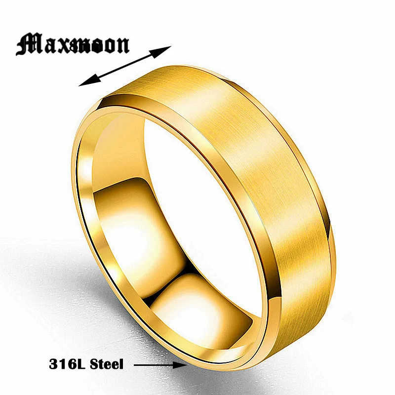 Maxmoon Metal Stainless Steel Wide Rings Sports Male Simple Men Silver Color Jewelry Ring glod Summer Wholesale Business Boy