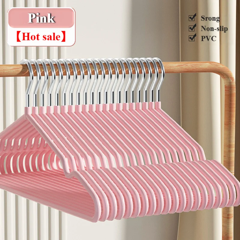 20 قطعة طلاء PVC شماعات معدنية تخزين المضادة للانزلاق سلك الغسيل شماعات اللون مخصصة عدم الانزلاق عالية الجودة البلاستيكية الكبار شماعات