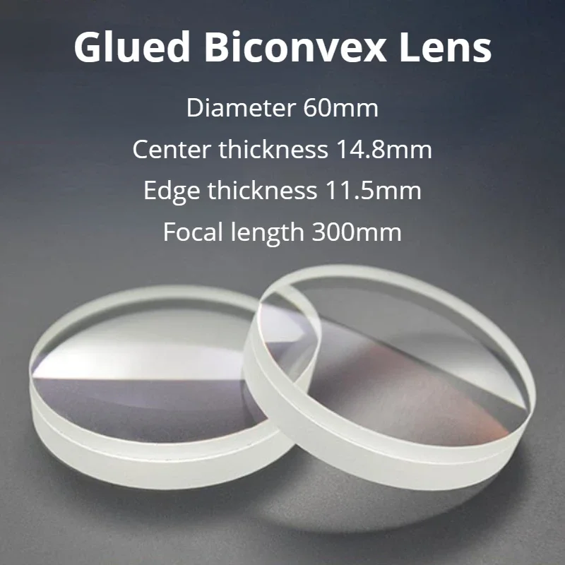 Diameter 60mm Focal 300mm H-K9 Optical Glass Double Convex Lens DIY Astronomic Telescope Objective Lens Biconvex